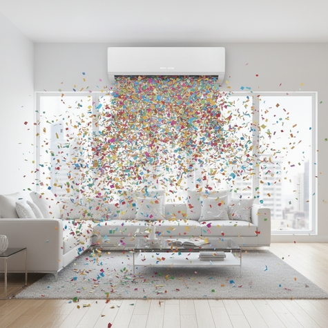 broma de confeti en ventilador