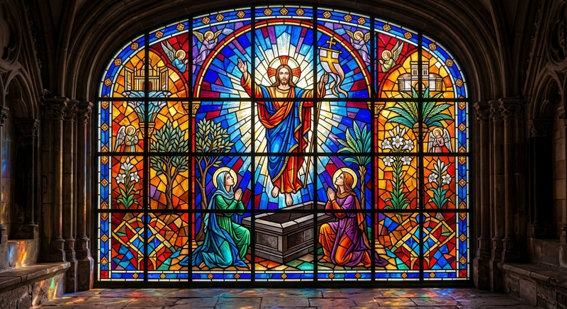 dibujo de semana santa vitral gótico