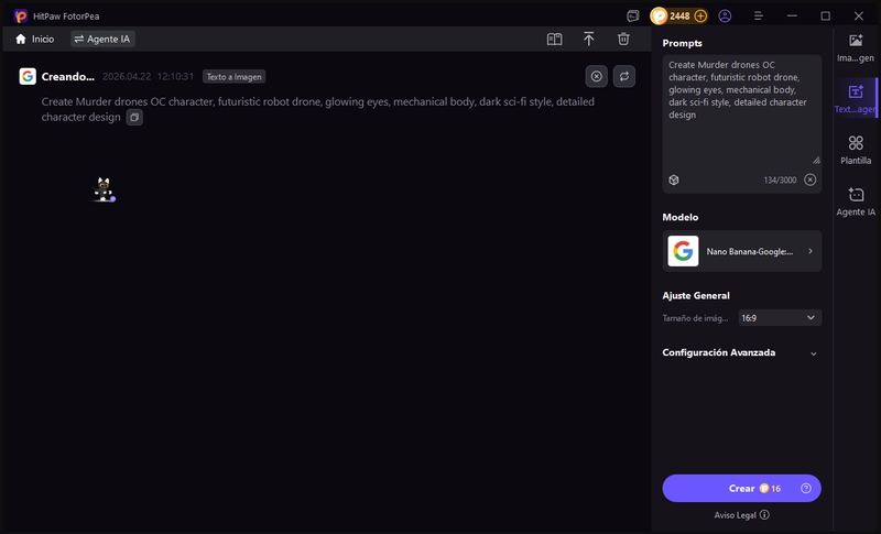 la IA creando un personaje de Murder Drones