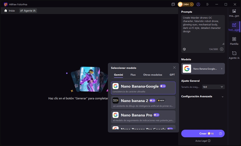 elige el modelo de IA y genera tu OC de Murder Drones