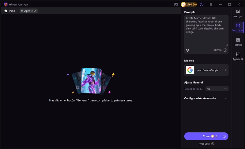 introduce el prompt para el creador de OC de Murder Drones