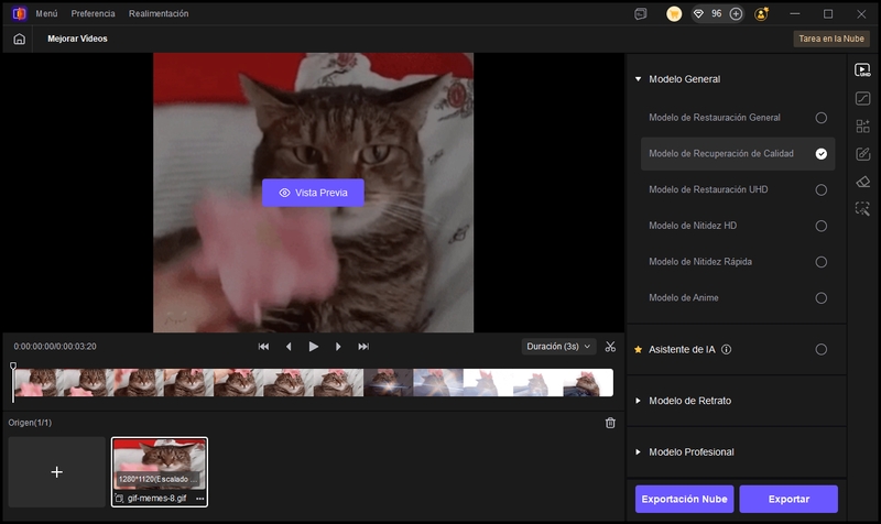 Elige el modelo en vikpea para mejorar el gif