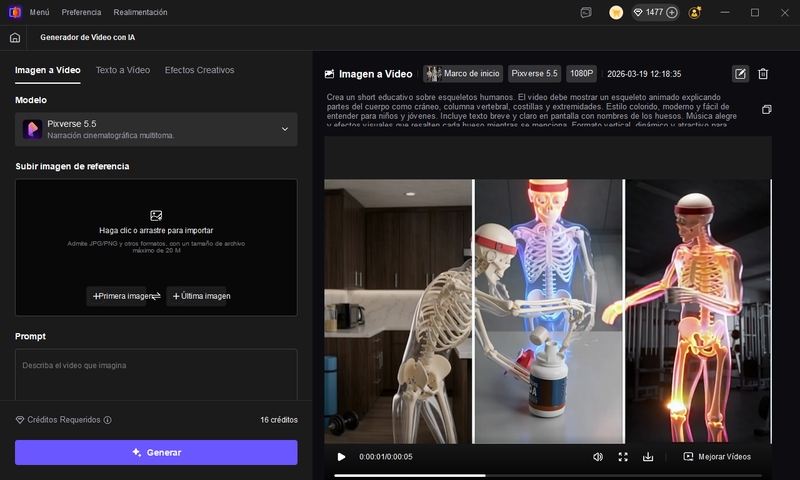 previsualizar y descargar vídeo generado