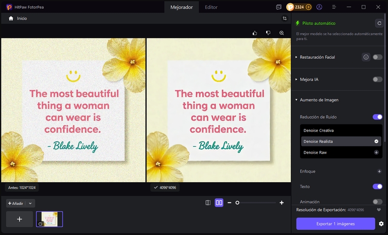 eliminar ruido de foto para instagram