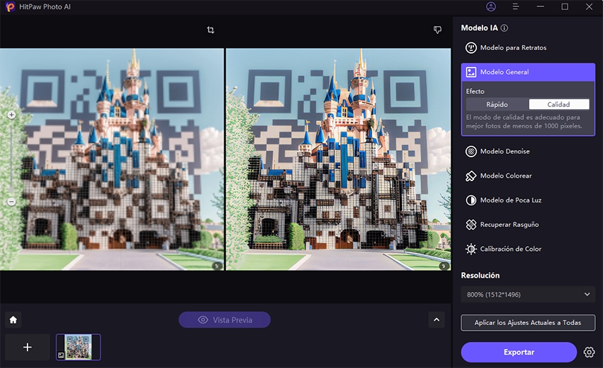 como reparar código QR borroso con hitpaw photo ai