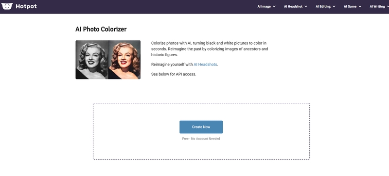 Hotpot.ai colorear fotos con IA