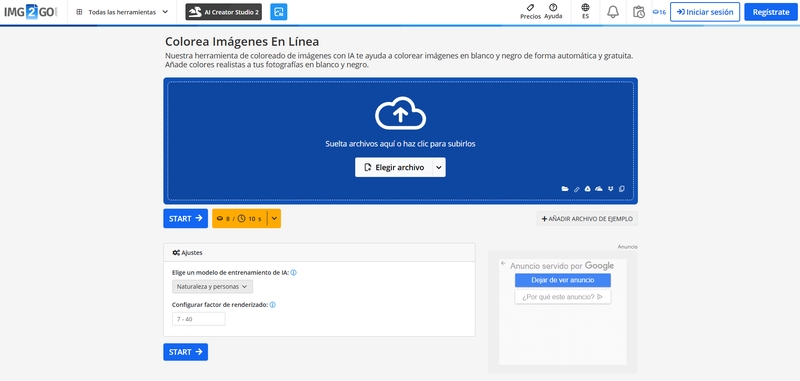 colorear fotos con IA img2go