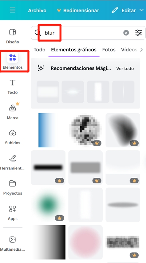 difuminar bordes de una imagen canva con elementos graficos