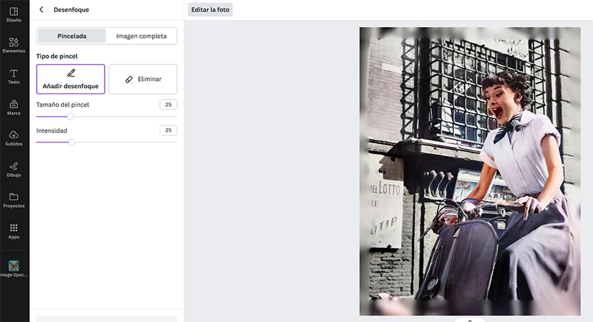 desenfocar los bordes de imagen con canva