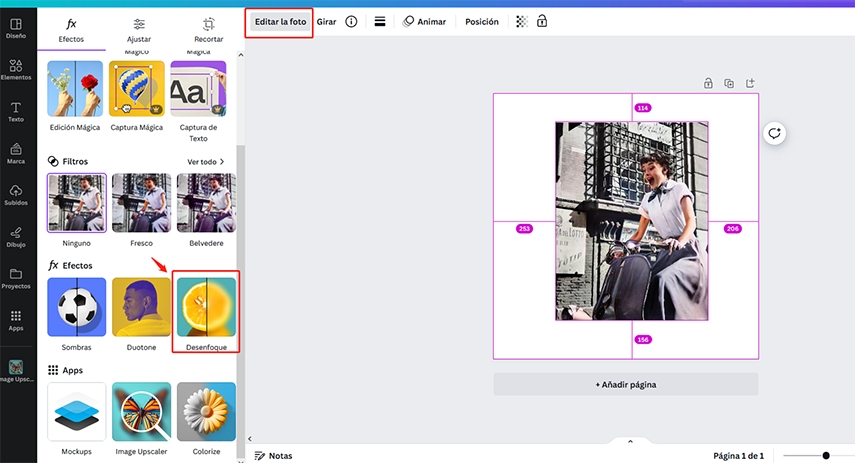 desenfocar bordes de imagen con canva