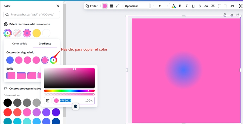 difuminar bordes en Canva añadiendo color