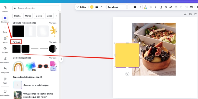 difuminar bordes con elementos-formas en canva