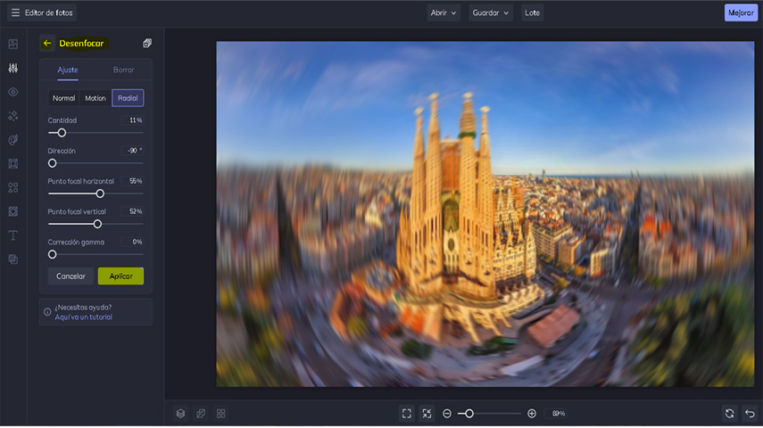 Befunky para desenfocar fondo online