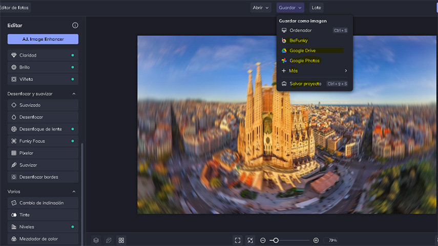 desenfocar fondo online con Befunky