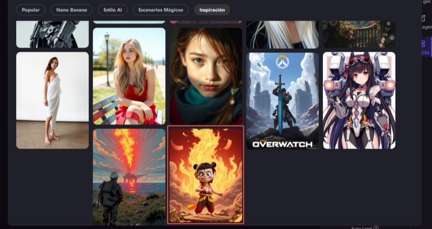elegir estilos para empezar a crear fotos de ne zha 2