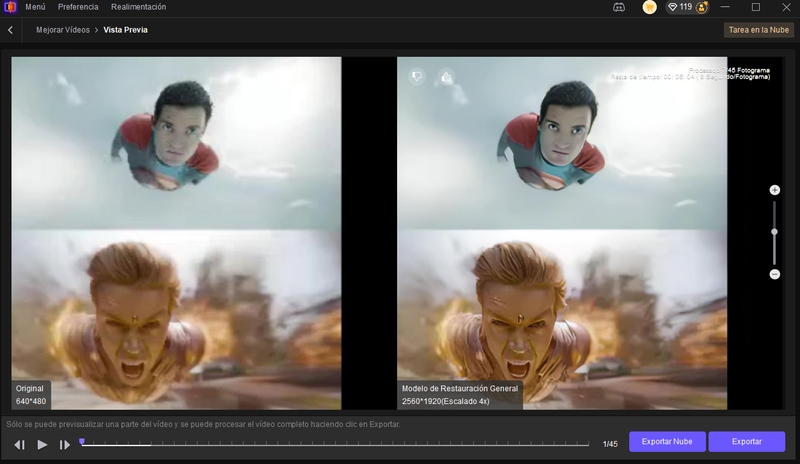 exportar videos de superman mejorados desde vikpea