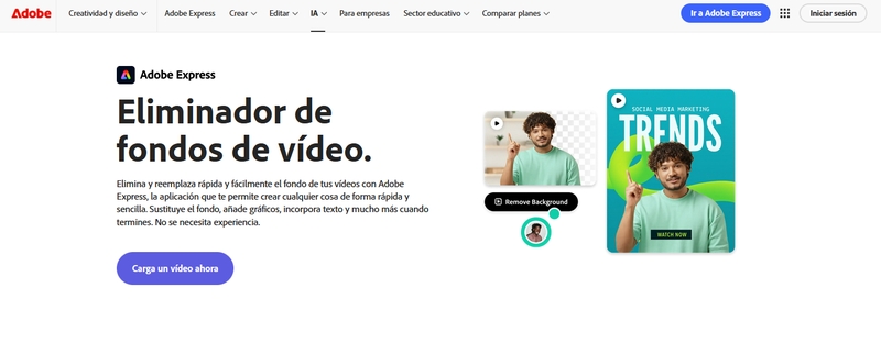 adobe express eliminar fondos de video online gratis
