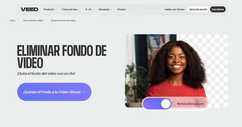 veed io herramientas online para eliminar fondos de video gratis
