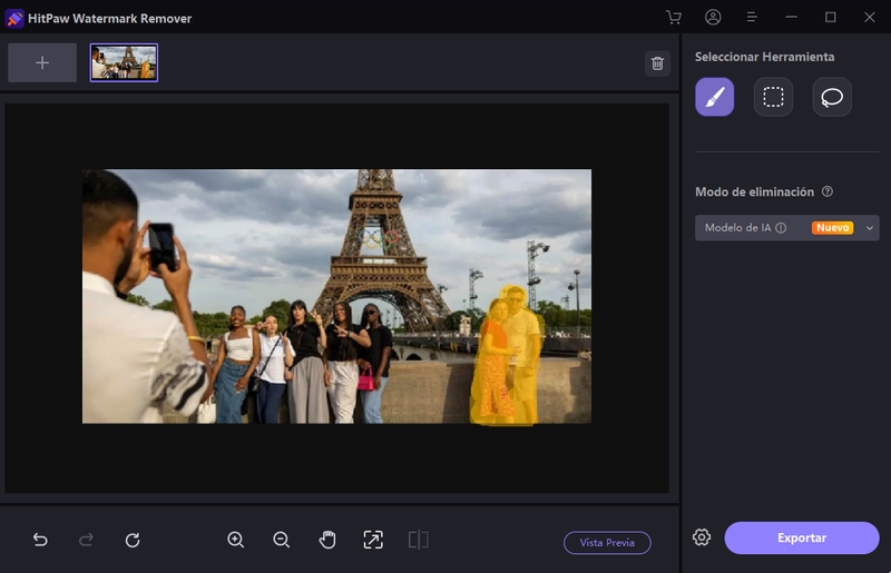 importar la foto para eliminar parte de ella en hitpaw watermark remover